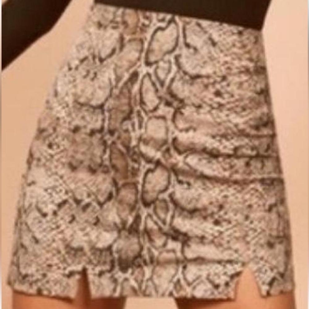 Reformation Snake Mini Skirt